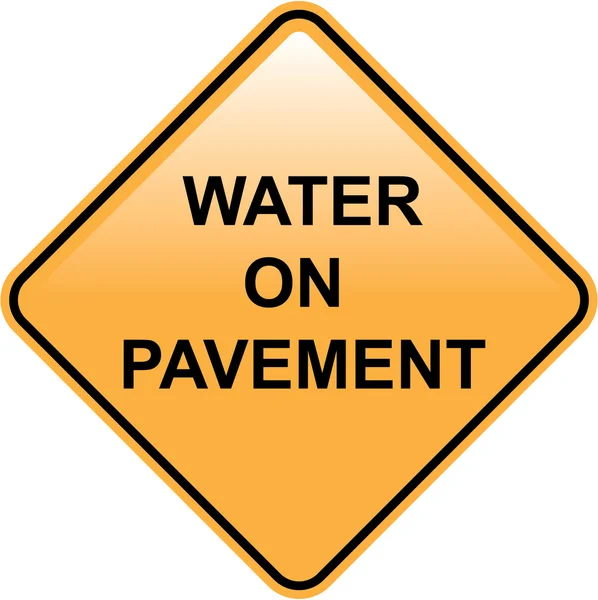 Air di Area Pavement Sign Flooded dan Jalan Vektor - Stok Vektor