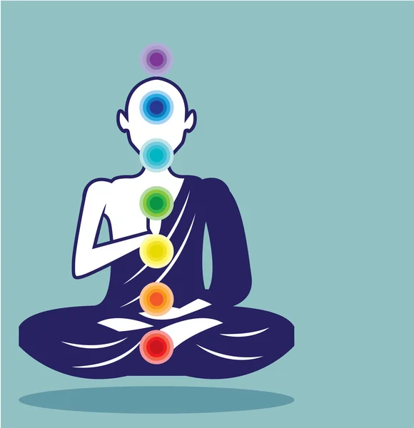 Chakra Meditación vector ilustración flotante persona arte — Archivo Imágenes Vectoriales