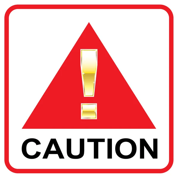 Gold Attention mark on red sign Caution vector triangle — Stock Vector