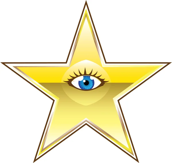 Golden Star with an Eye Vector — Stock Vector