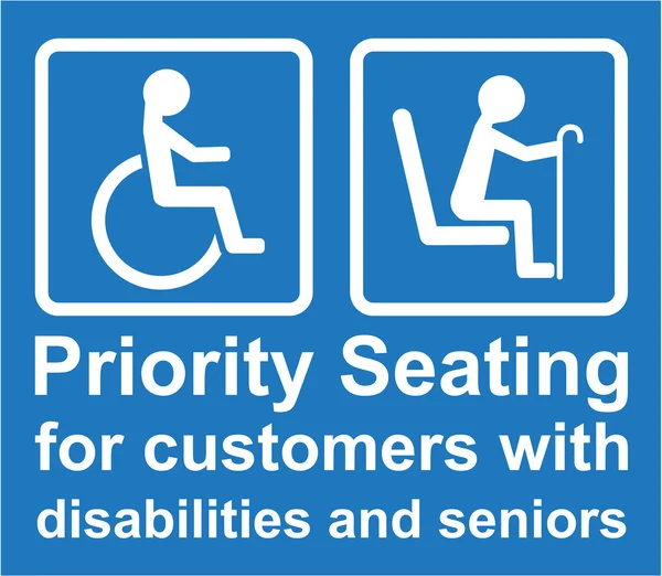 Vektör önceliği müşterileri ile engelliler ve yaşlılar için oturma oturum Telifsiz Stok Vektörler