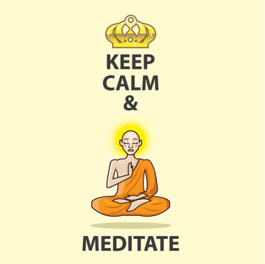 Sakin olun ve vektör sanat altın taç meditasyon