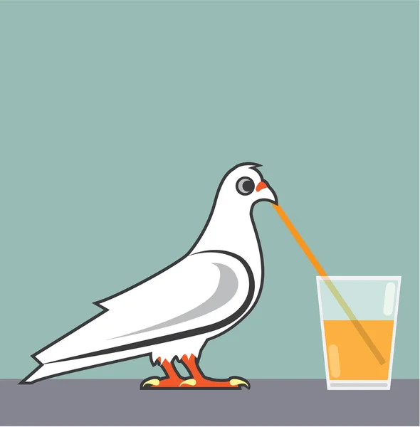 Bir içki yudumlarken kuş — Stok Vektör