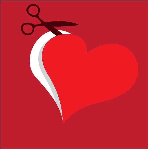 Heart scissors cutout vector — Stock Vector