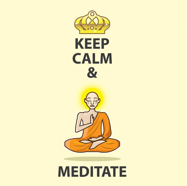 Sakin olun ve vektör sanat altın taç meditasyon — Stok Vektör