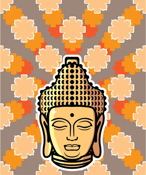 Vector Buddha huvud golden med bakgrund — Stock vektor