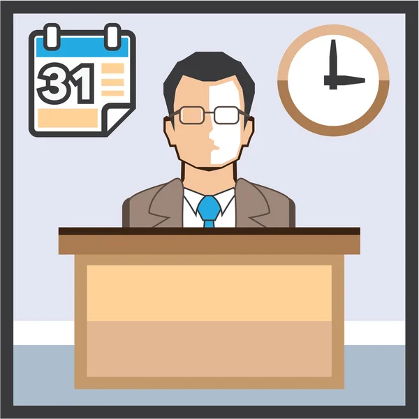 Mesa de ajuda Man Calendar and Clock Vector Icon — Vetor de Stock