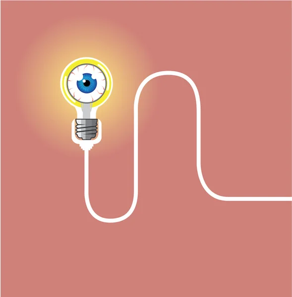 Light Bulb with an Eyeball Vector and wire with background — Stock Vector