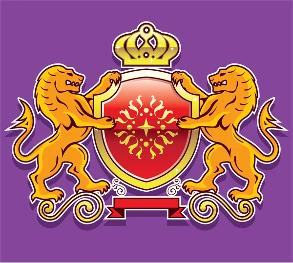 Distintivo da Coroa do Escudo Real dos Leões — Vetor de Stock