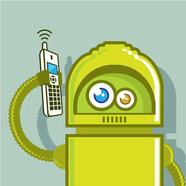 Robot on The Phone Vector Icon — Stock Vector