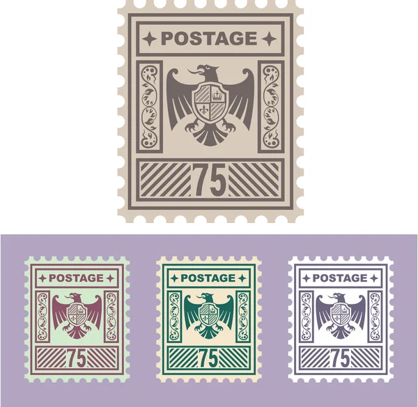 Carimbo de correio vetorial com escudo de crachá de águia Setenta e Cinco — Vetor de Stock