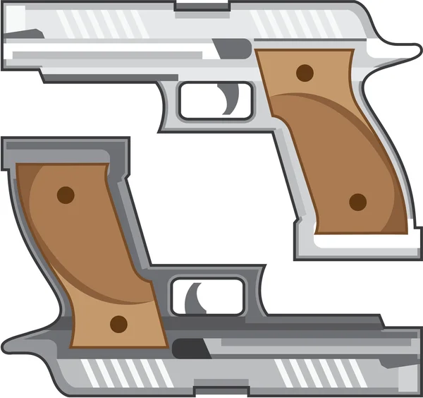 Pistolets Vecteur argent et gris — Image vectorielle