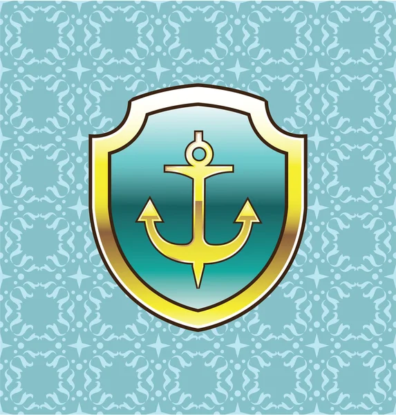 Anchor on the Shield Vector Design — Stock Vector