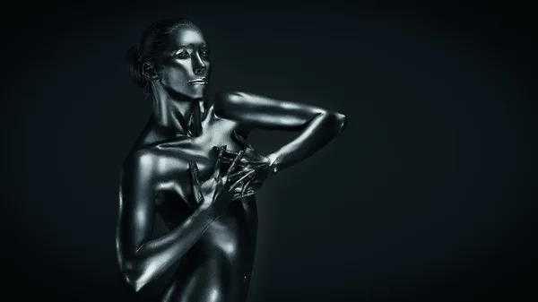 Silver lady skönhet — Stockfoto