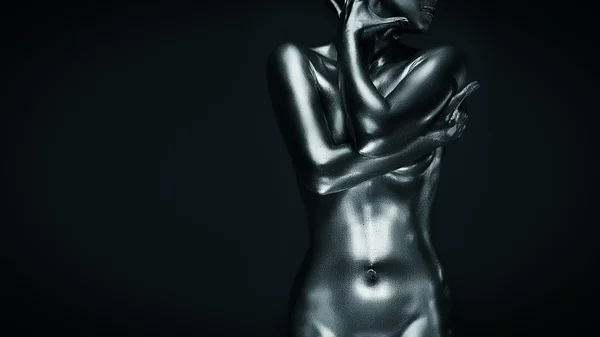 Zilveren lady schoonheid — Stockfoto