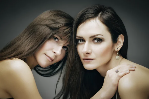 Double brunette — Stock Photo, Image