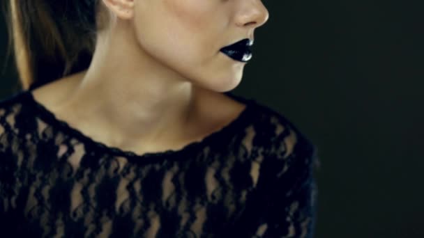 Gothic black lips beauty