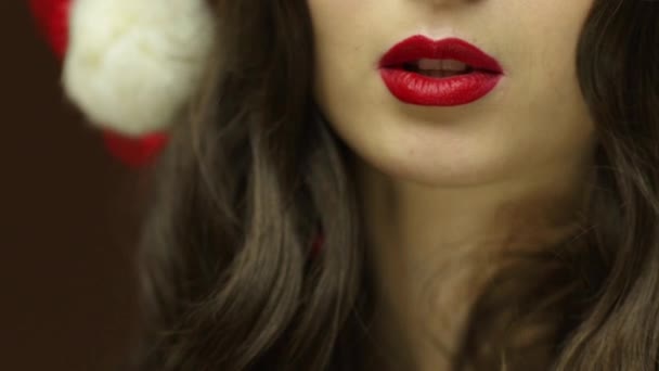 Lips and blow kiss — Stock Video