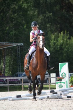 Riga, Letonya - 12 Ağustos: Letonya binici Tija Alise Jurjane sho