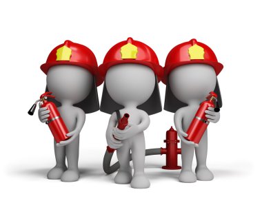Three firefighter with the fire extinguishers clipart