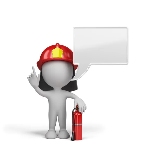 Firefighter with a red fire extinguisher — Stock Photo, Image