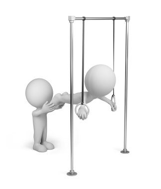 3D insan jimnastik halkaları üzerinde