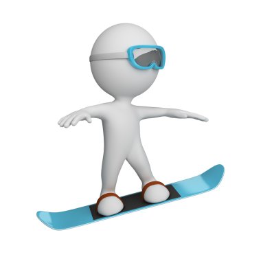 bir snowboard üzerinde 3D kişi