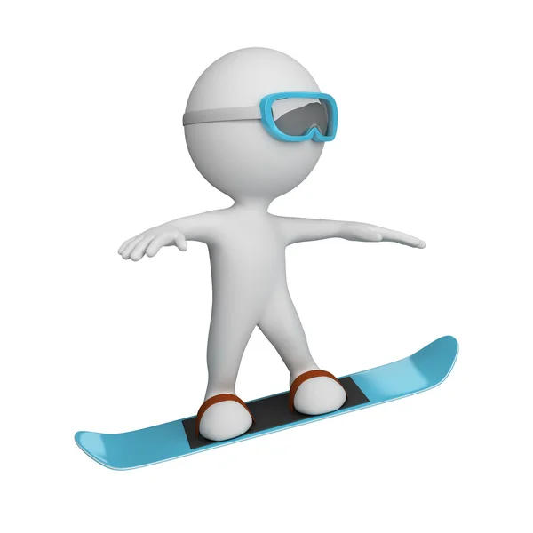 Osoba 3D, na desce snowboardowej — Zdjęcie stockowe