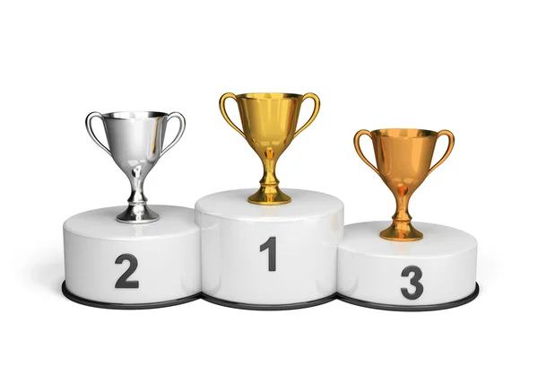 Cups on the podium — Stock Photo, Image