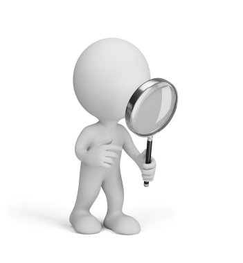 3d man with magnifying glass clipart