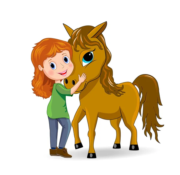 Dziewczyna i koń — Wektor stockowy