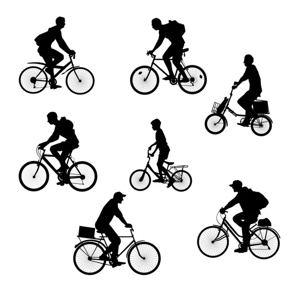 Bicyclists silhouettes set — Stock Vector