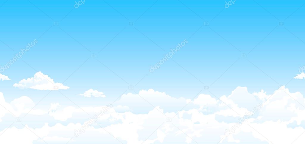 Heavenly background. White clouds in the blue sky. Abstract background with clouds on the blue sky.
