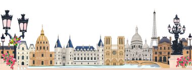 Paris 'in güzel antik mimarisi. Paris ve tarihi manzaraları.