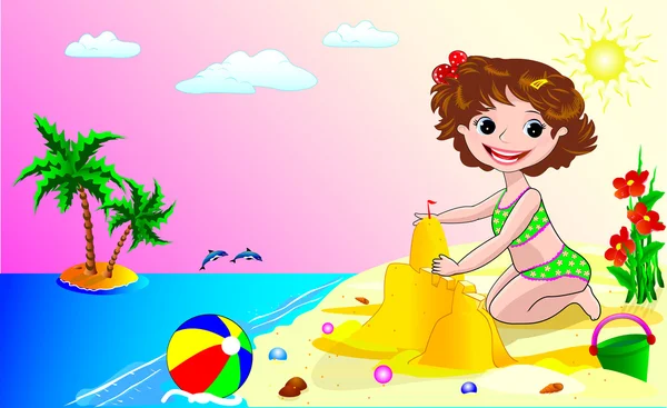 A child on the beach — Stock Vector