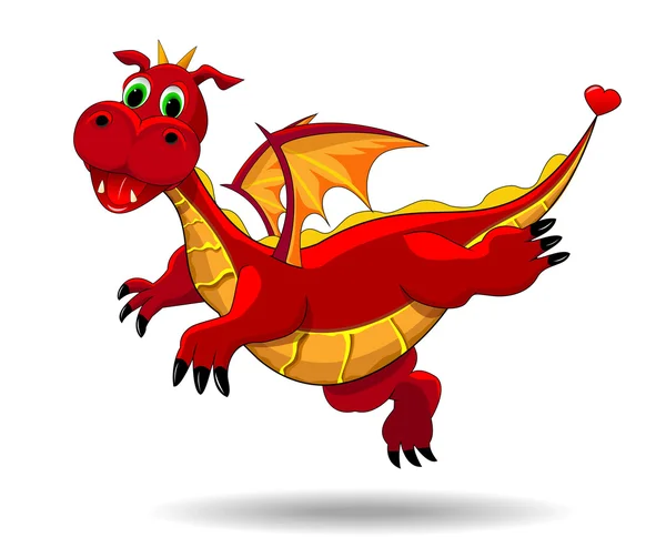 Lindo dragón divertido — Vector de stock