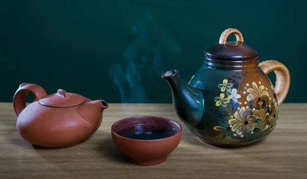 Teapots Bowl Tea Table — Stock Photo, Image