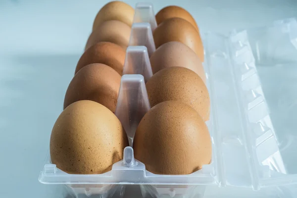 Eggs in a plastic container. — Stock Photo, Image