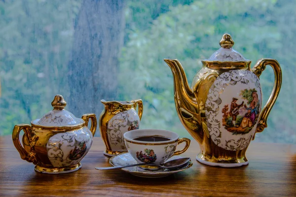 A Cup of strong coffee in the early morning. — Stock Photo, Image