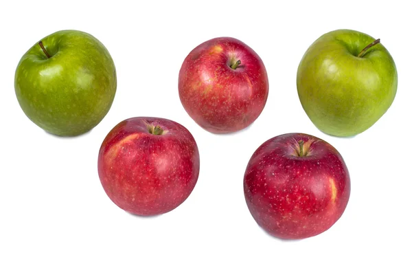 Five apples on a white background. — Stock Photo, Image