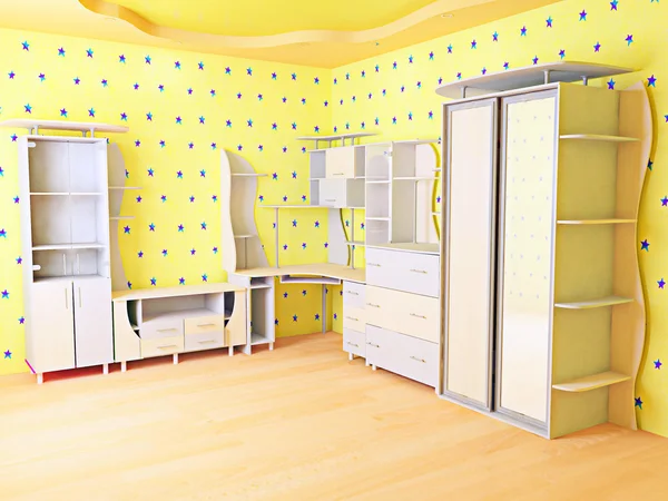 노란색 어린이 방 — 스톡 사진