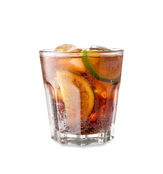 Sticlă Cocktail Cuba Libre Fundal Alb — Fotografie, imagine de stoc