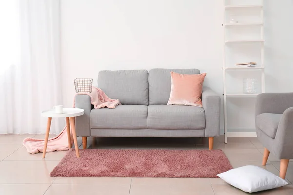 Interior Modern Living Room Grey Sofa — Stock Photo, Image