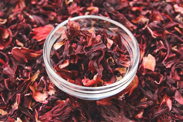 Bowl on dry hibiscus tea