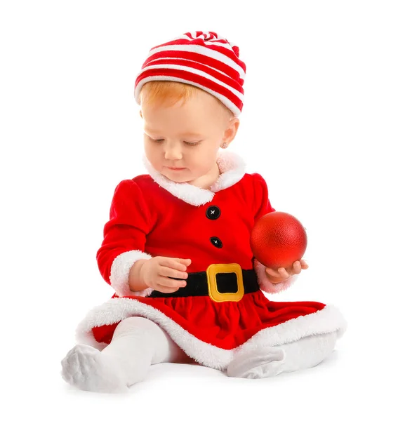 Cute Little Baby Christmas Costume White Background — Stock Photo, Image