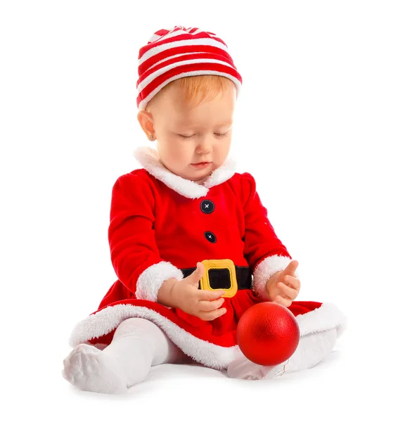 Cute Little Baby Christmas Costume White Background — Stock Photo, Image