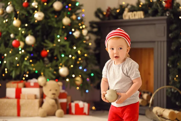Bebé Bonito Quarto Decorado Para Natal — Fotografia de Stock