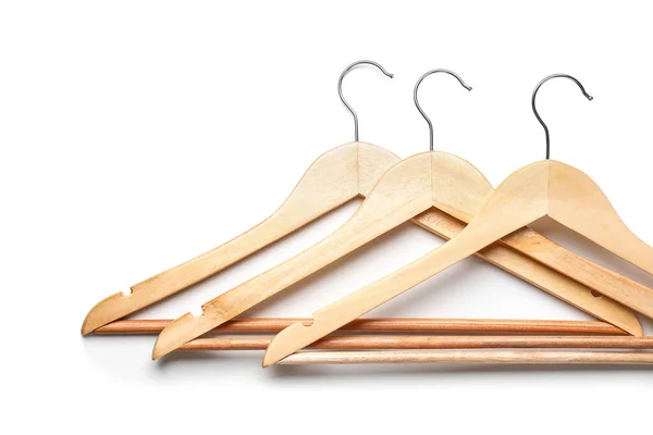 Kleding Hangers Witte Achtergrond — Stockfoto