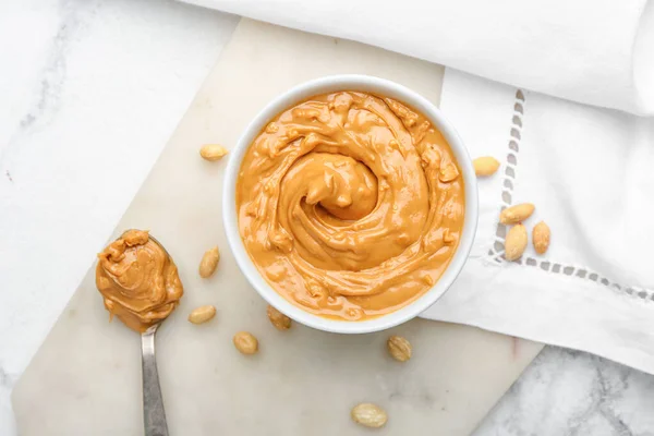 Bowl Tasty Peanut Butter Table — Stock Photo, Image