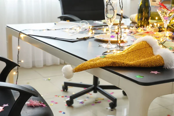 Interior Messy Office New Year Party — Stock Photo, Image